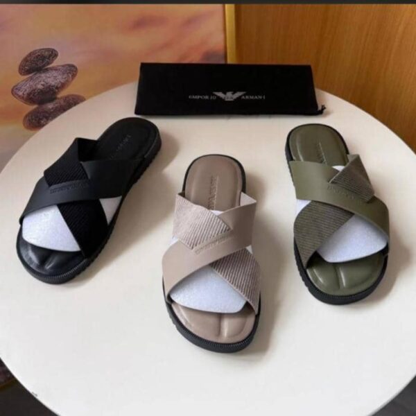 Emporio Armani Men’s Slide Sandals with Crossover Straps | ArvoLuxury