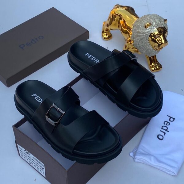 Black Pedro Banded Slide Sandals – Sleek Everyday Style at ArvoLuxury