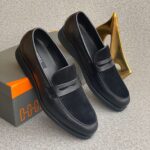 Black Leather & Suede Thick-Sole Loafers | ArvoLuxury