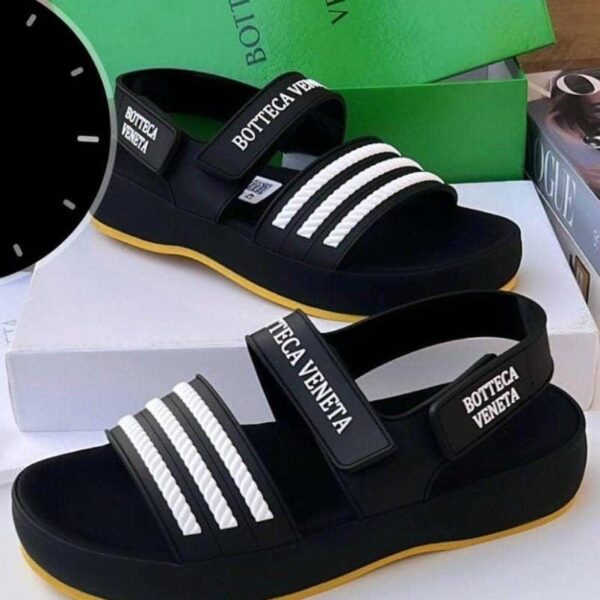 White Striped Platform Sandals with Bottega Veneta Straps |Arvoluxury