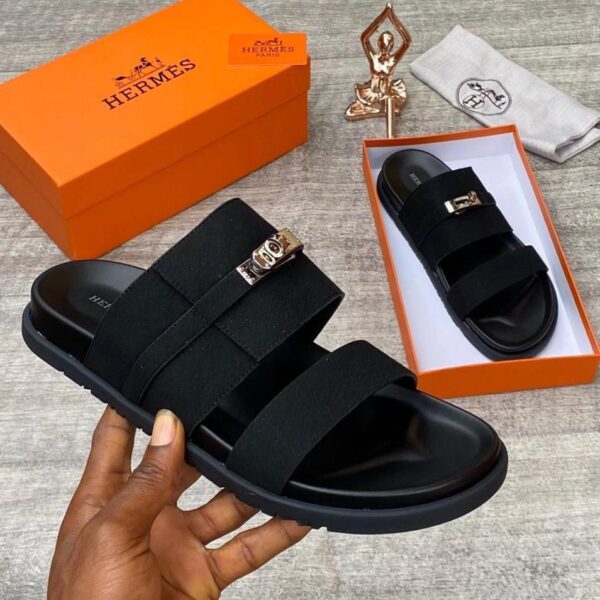 Hermes Black Men's Slide Sandals – Available at Arvoluxury