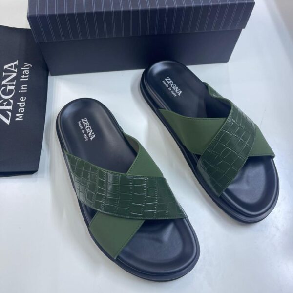 Green Zegna Crisscross Sandals | Arvoluxury
