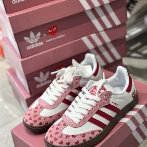 Adidas Samba White & Pink Heart Sneakers – Available at Arvoluxury